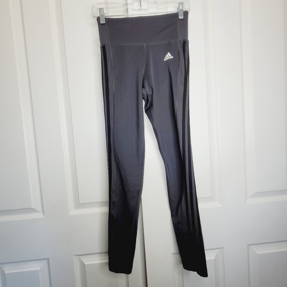 Adidas women 3 stripe tight gray black full length legging small - Picture 2 of 9